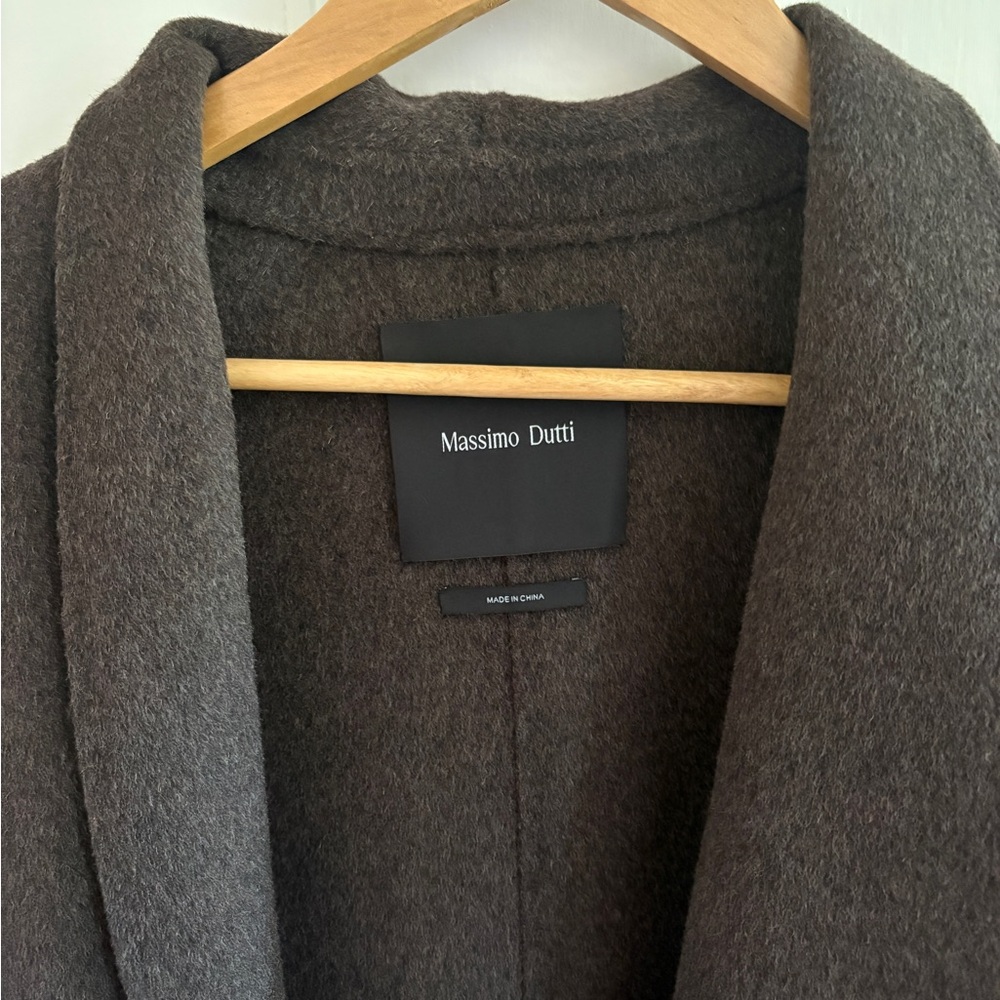 Massimo Dutti Women's Brown Wool Blend Shawl Collar Coat - NWT - Picture 3 of 7